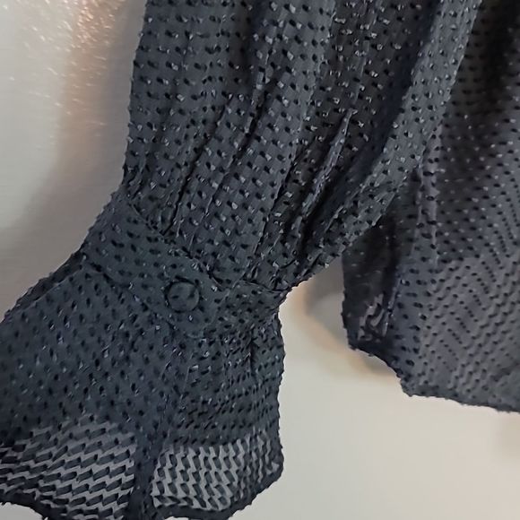 Reiss Jaquard Sheer Spotted Gray Black Top - Picture 6 of 8